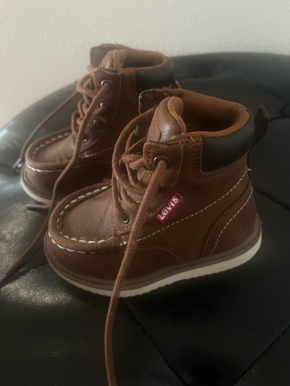 Levi's Kids Brown Lace-Up Ankle Boots with White Sole